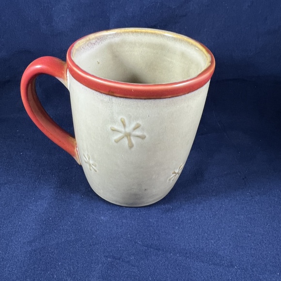 Winter Christmas Snowman Mug Cream Red Embossed Holiday Ceramic Drinkware - Picture 4 of 7